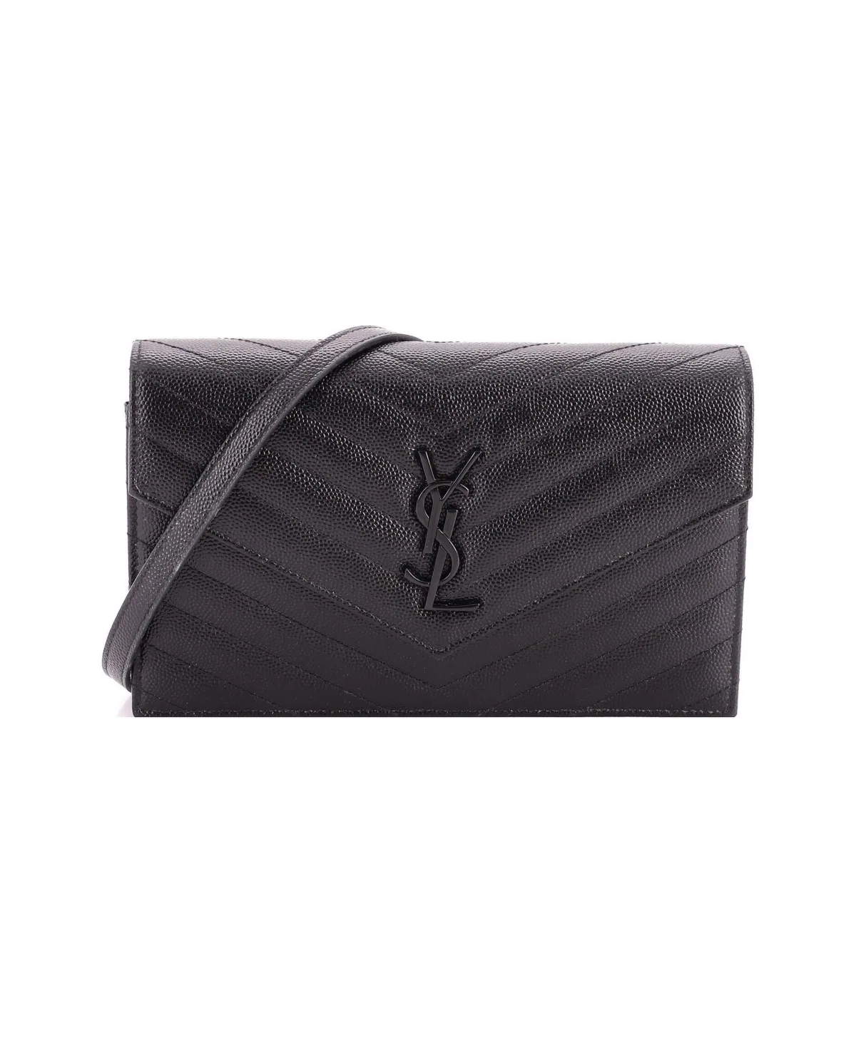 Pre-Owned Small Classic Monogram Wallet on Chain Matelasse Chevron Leather by Saint Laurent