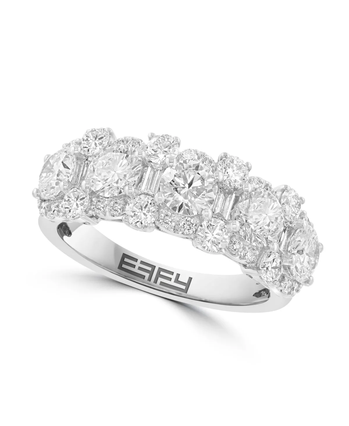 Lab Grown Diamond Round and Baguette Ring (2-3/8 ct. t.w.) in 14K White Gold by Effy