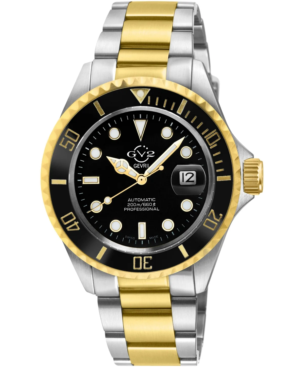 Swiss Automatic Two Toned SS IPYG 316L Stainless Steel Bracelet Watch by Gv2 by Gevril