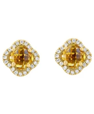 Diamond Citrine Pendant Stud Earrings Ring in 14k Yellow Gold by Effy Collection