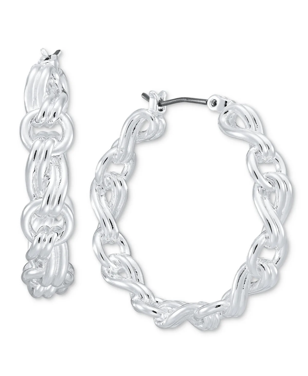 Silver-Tone Twisted Interlinking Hoop Earrings by Anne Klein