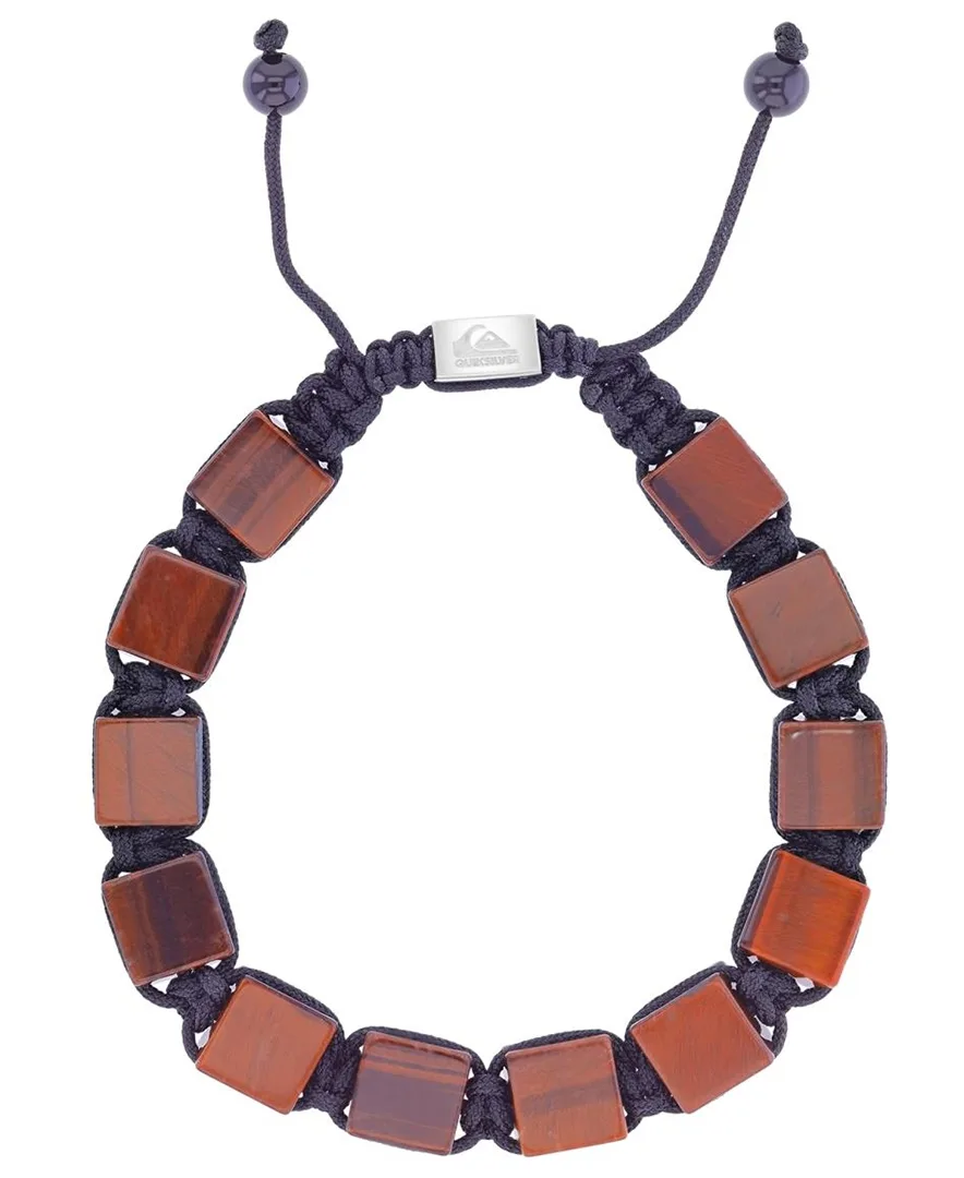 Platinum-Plated Steel Red Tiger Eye Adjustable Bracelet by Quiksilver