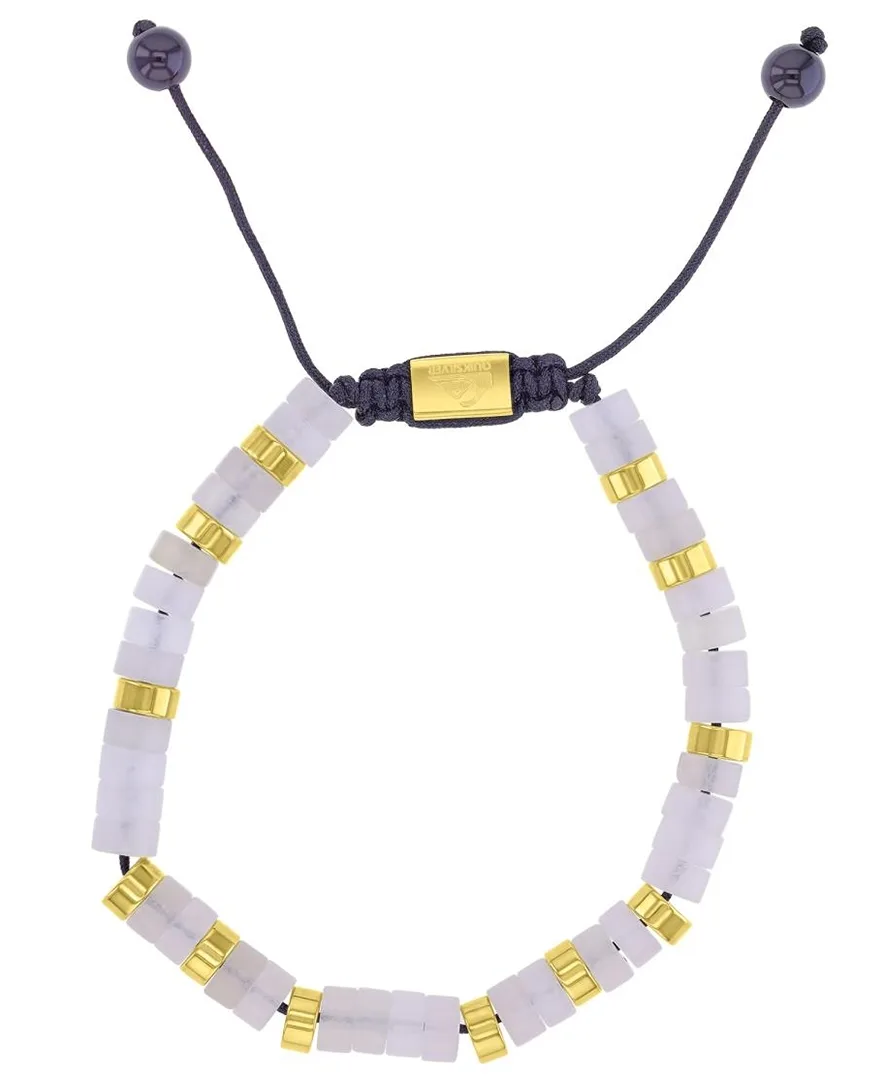 18k Gold-Plated Steel White Onyx Adjustable Slider Bracelet by Quiksilver