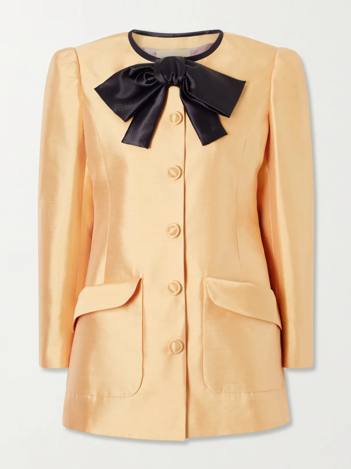 - Tie-detailed Silk Shantung Jacket -