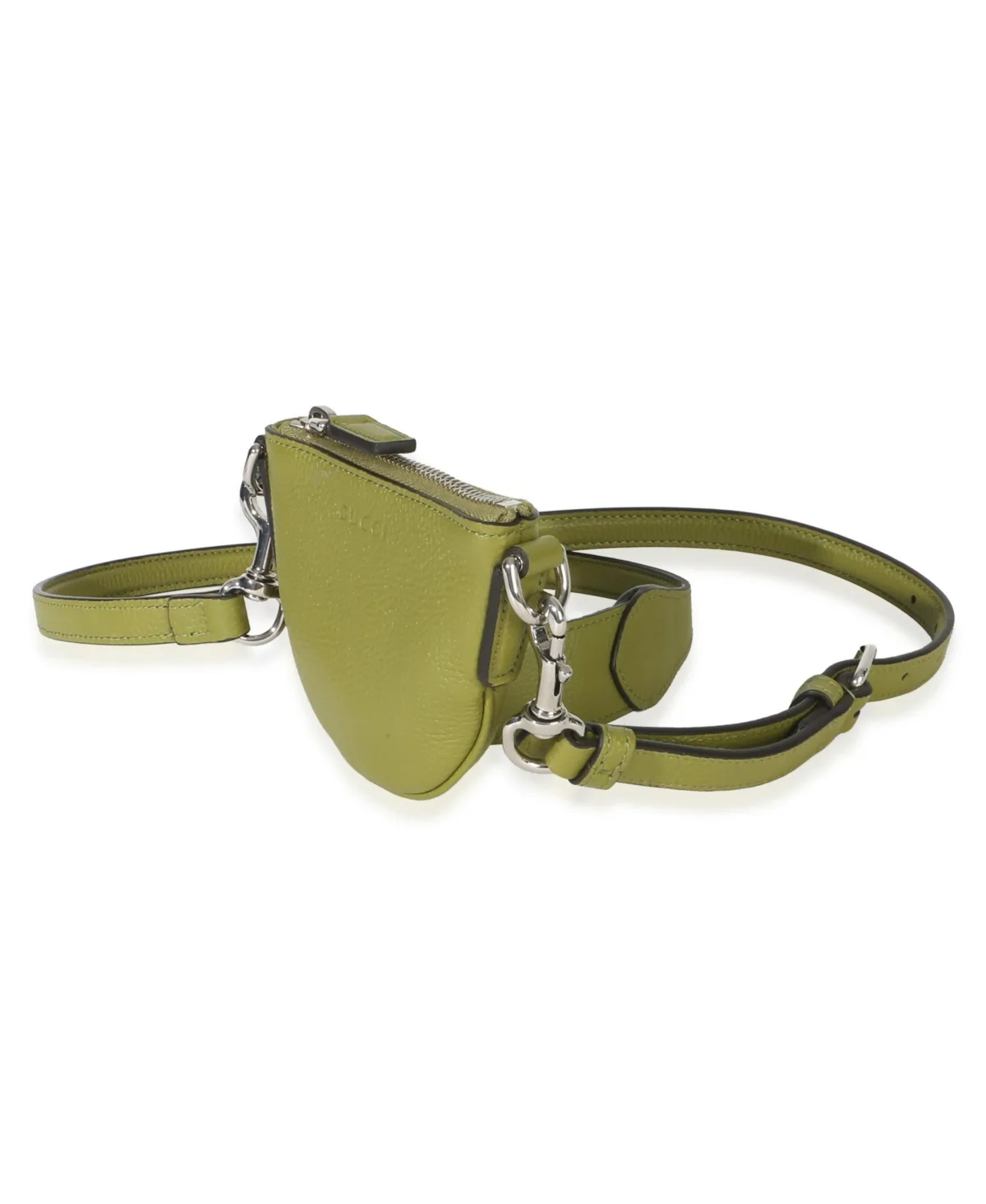 Pre-Owned Gucci Olive Green Pebbled Calfskin Mini B Shoulder Pouch by Gucci
