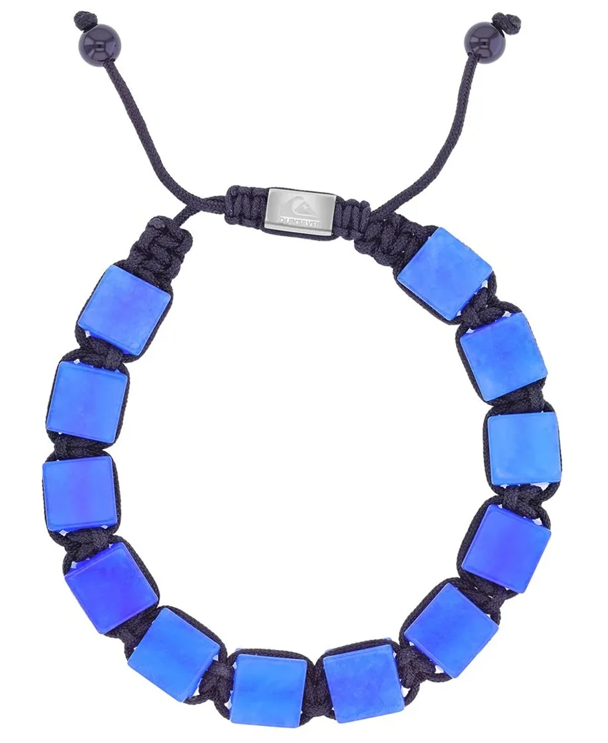 Platinum-Plated Steel Blue Tiger Eye Adjustable Bracelet by Quiksilver