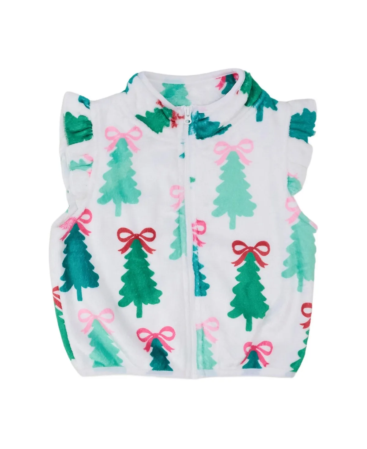 Marshmallow Quarter-Zipper Ruffle Fleece Vest by Rufflebutts