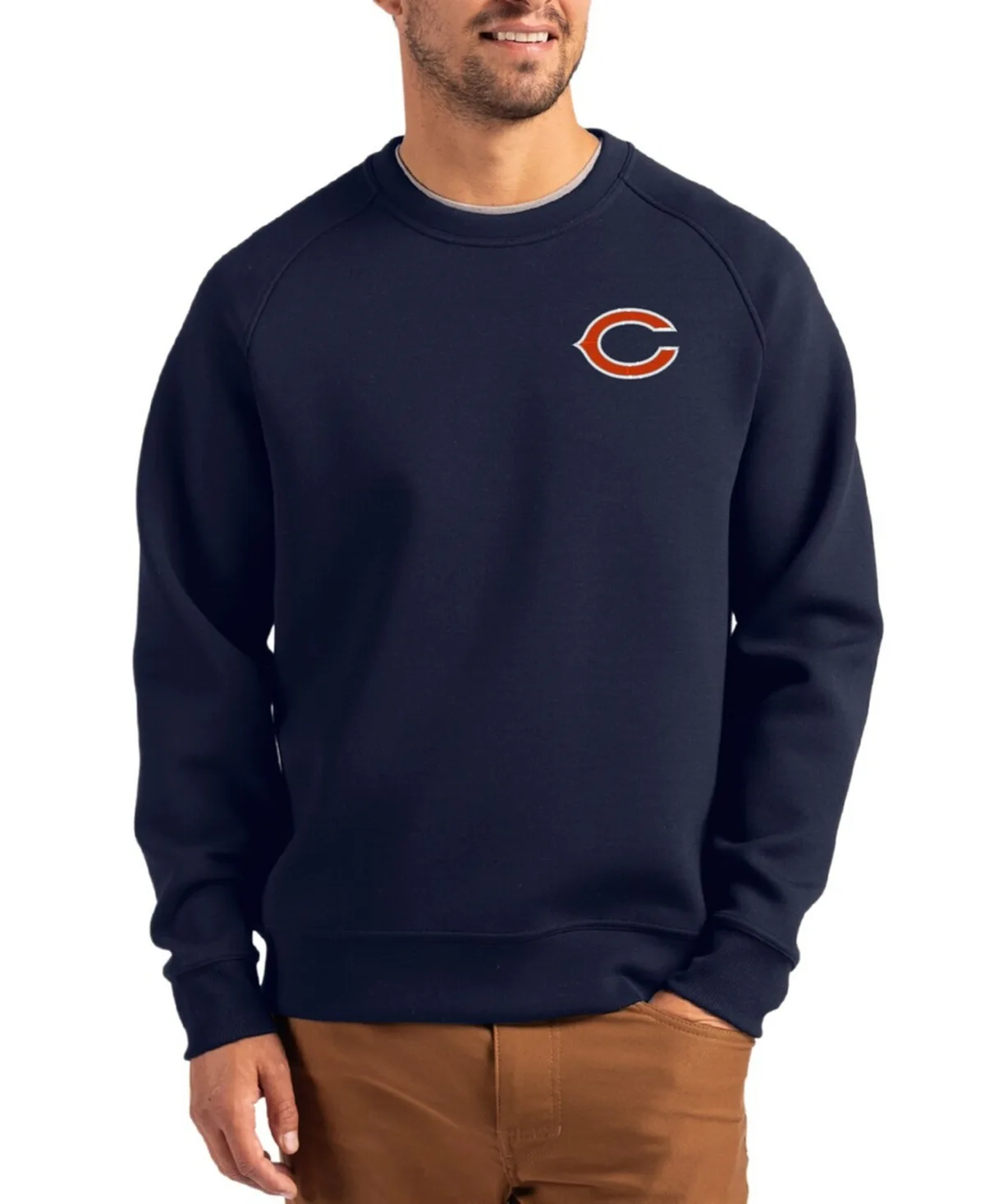 Chicago Bears Team Logo Roam Raglan Pullover Sweatshirt by Cutter & Buck