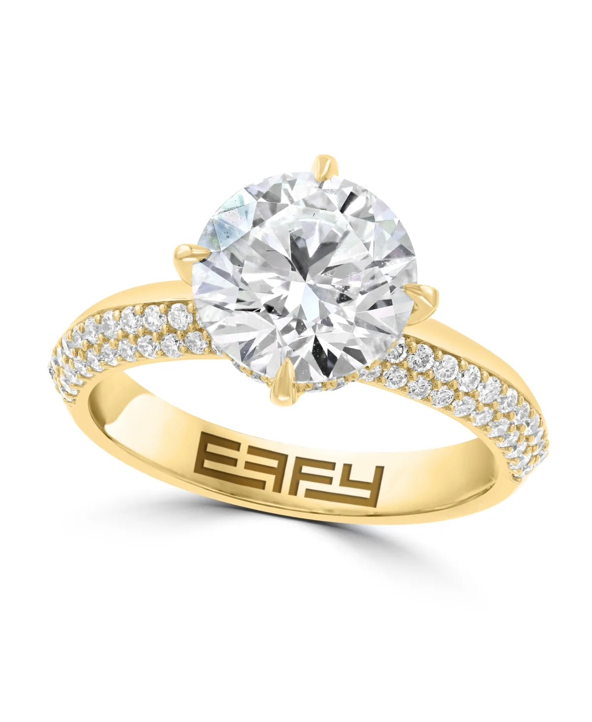 Certified Round Lab Grown Diamond Ring (3-1/3 ct. t.w.) in 14K Yellow Gold by Effy