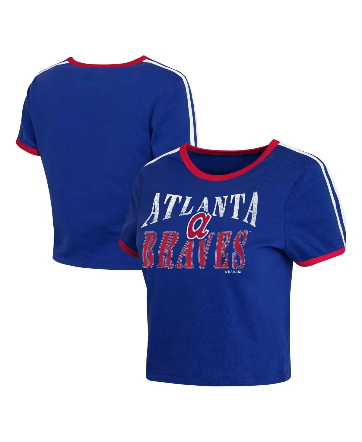Atlanta Braves Cropped Throwback Ringer Baby T-Shirt by Wear by Erin Andrews