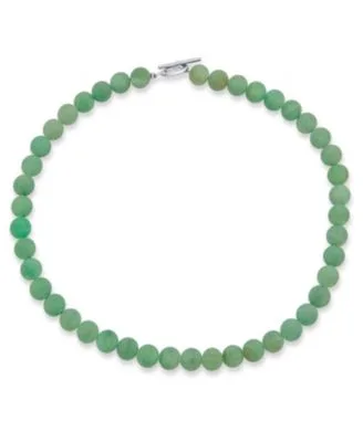 Plain Simple Smooth Classic Matte Moss Green Natural Aventurine Round 10mm Bead Strand Necklace Silver Plated Toggle Clasp by Bling Jewelry