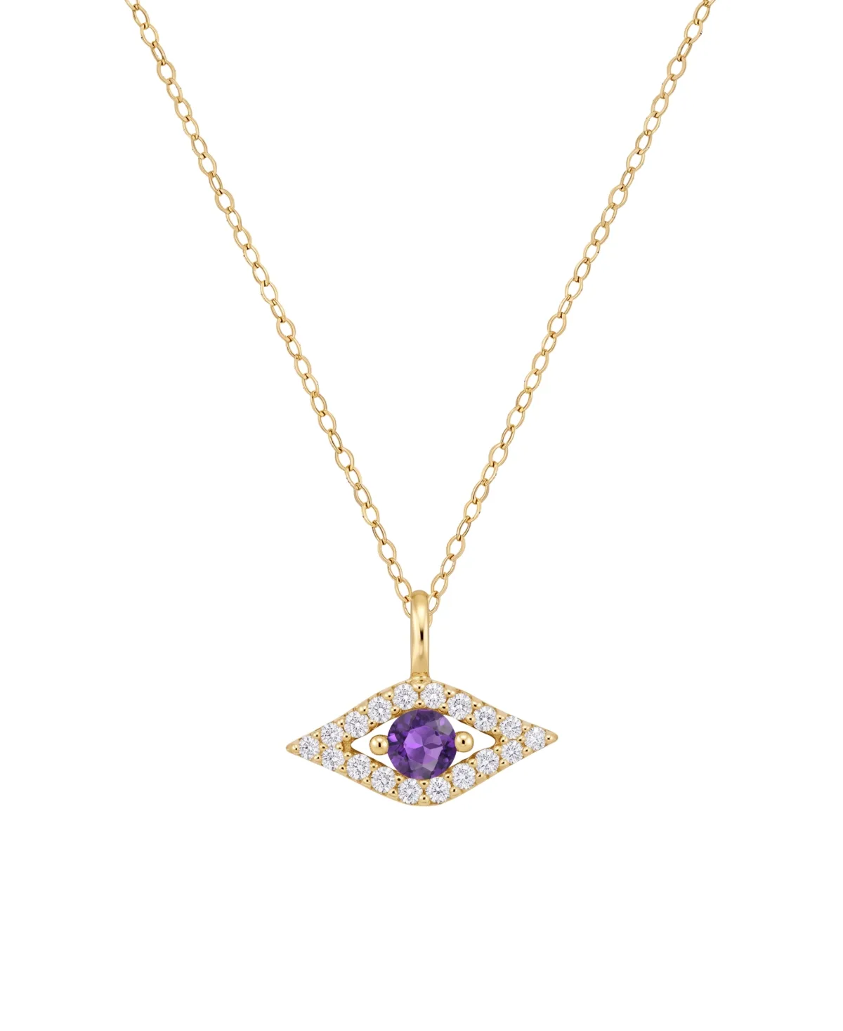 Amethyst and Diamond Evil Eye Pendant (1/10 ct. t.w. Amethyst, 1/10 ct. t.w. Diamond) in 14k Gold by Macy's