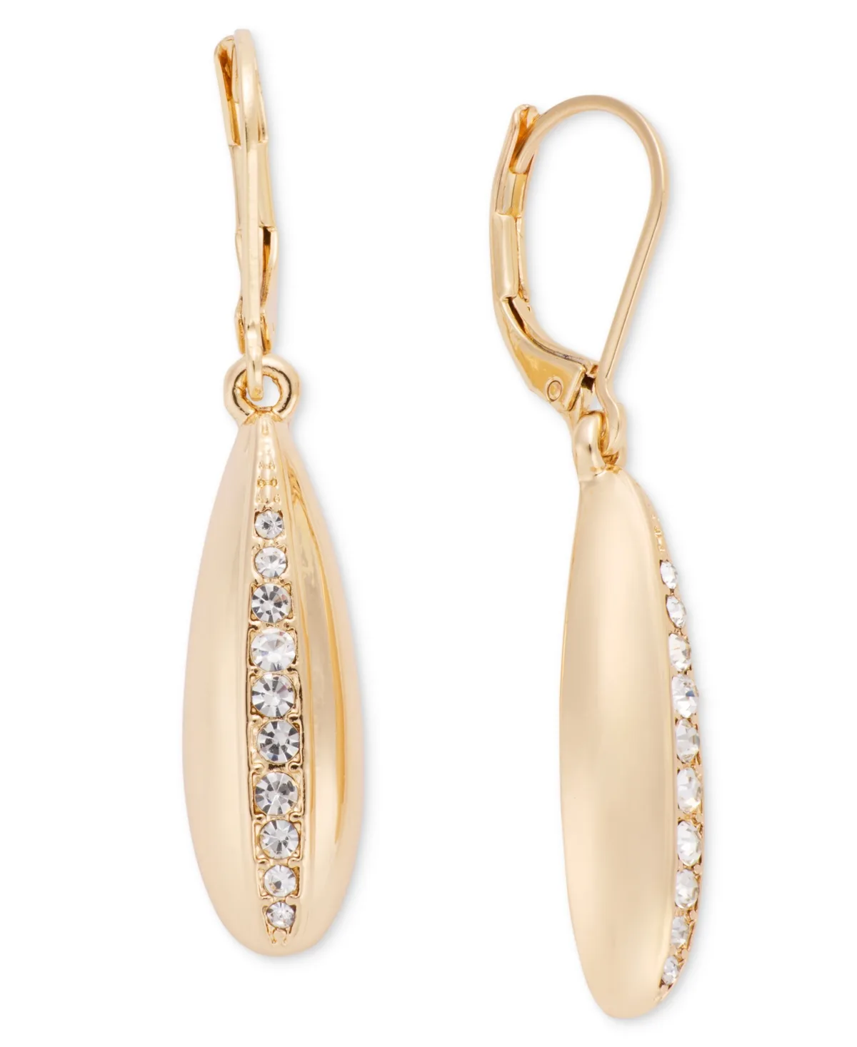 Gold-Tone Oval & Crystal Drop Earrings