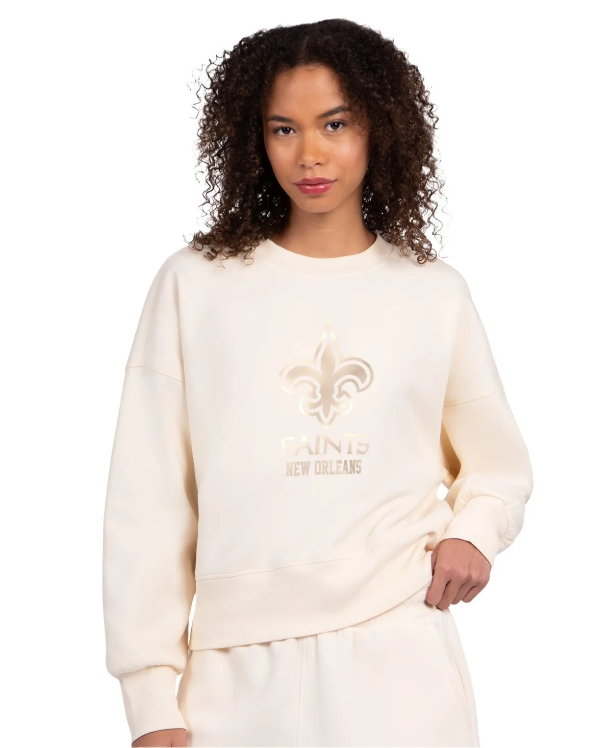 New Orleans Saints Travel Pastels Boxy Fleece Sweatshirt by Starter