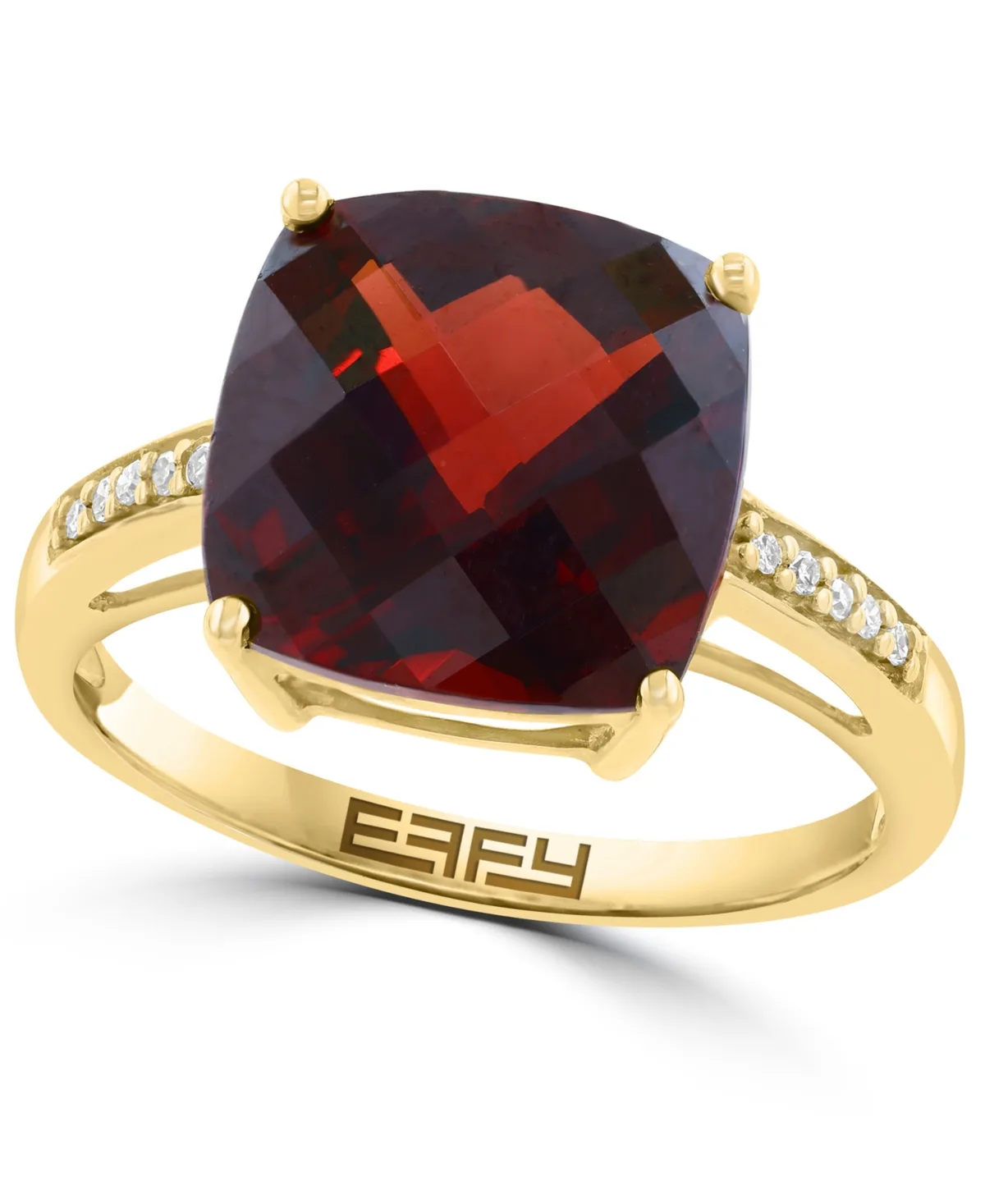 Diamond 1/20 ct. t.w. and Garnet 6-1/6 ct. t.w. Cocktail & Statement Ring in 14k Yellow Gold by Effy Collection