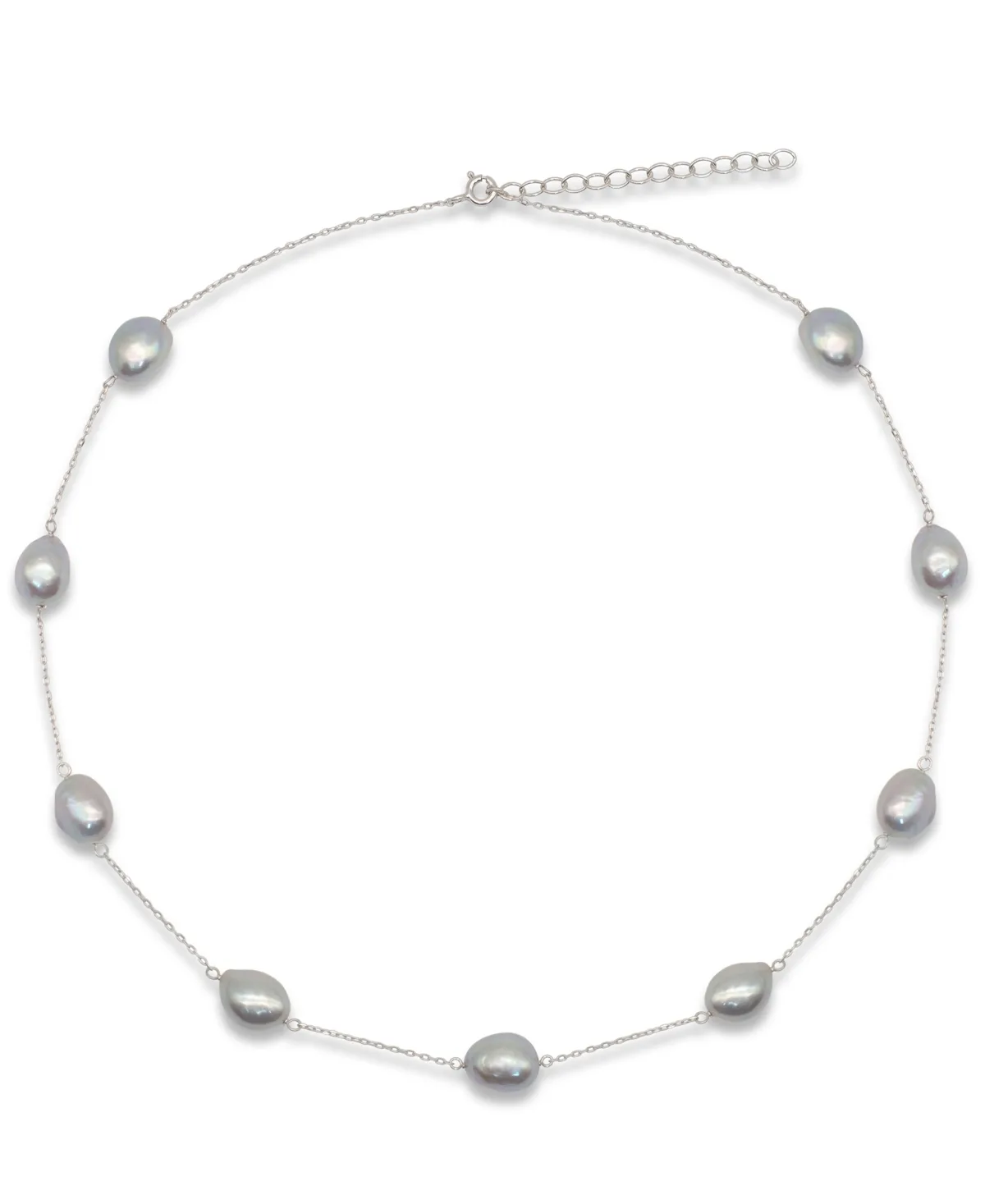 Cultured Freshwater Baroque Pearl Cable Chain Necklace (10-11 mm) in Sterling Silver