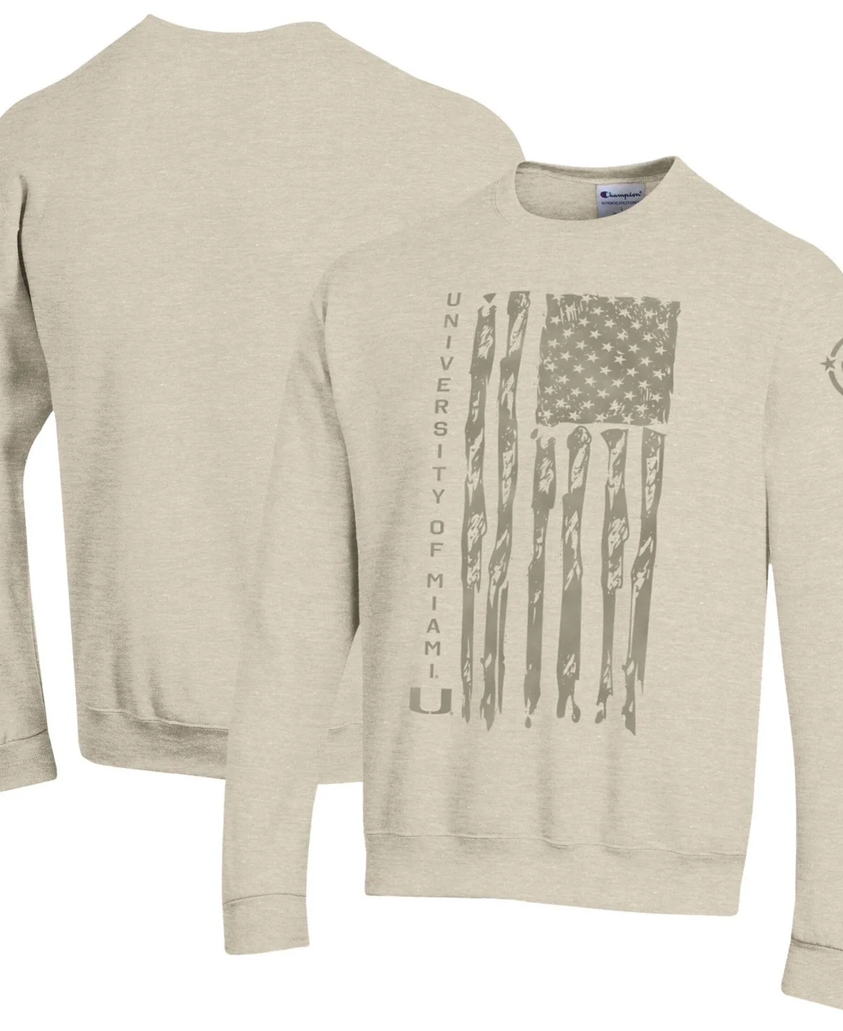 Miami Hurricanes Operation Hat Trick Flag Fleece Crewneck Sweatshirt by Champion