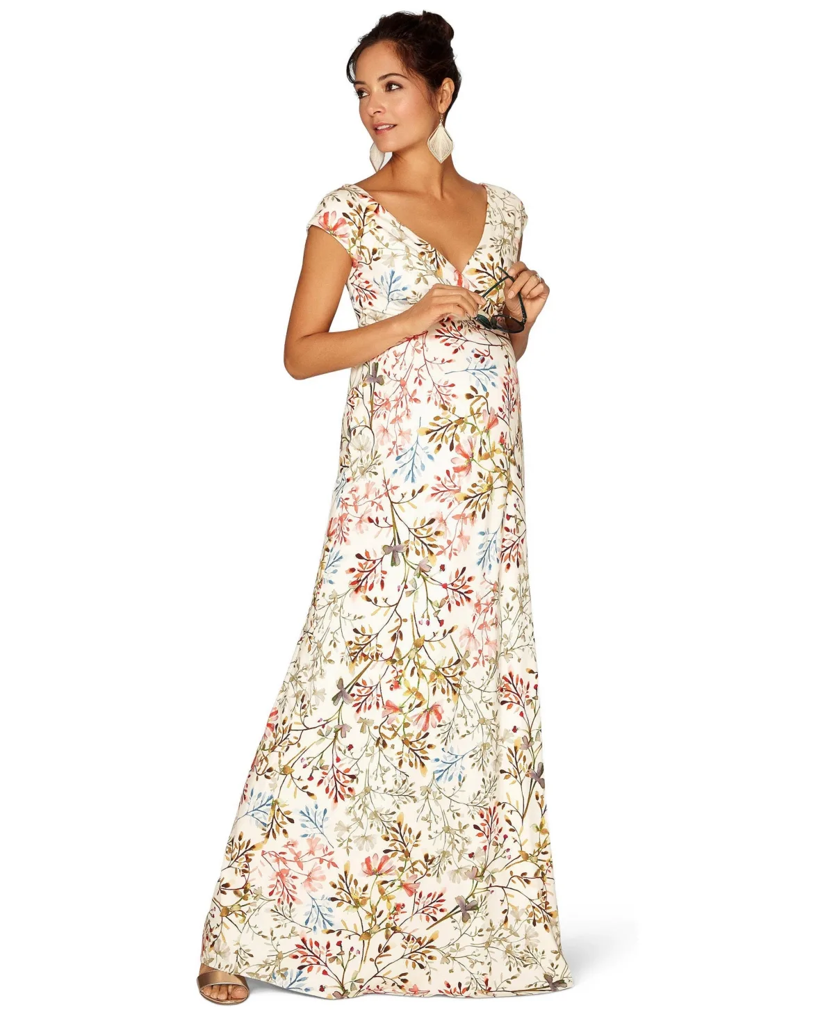 Alana Maxi Floral-Print V-Neck Empire-Waist Dress by Tiffany Rose Maternity