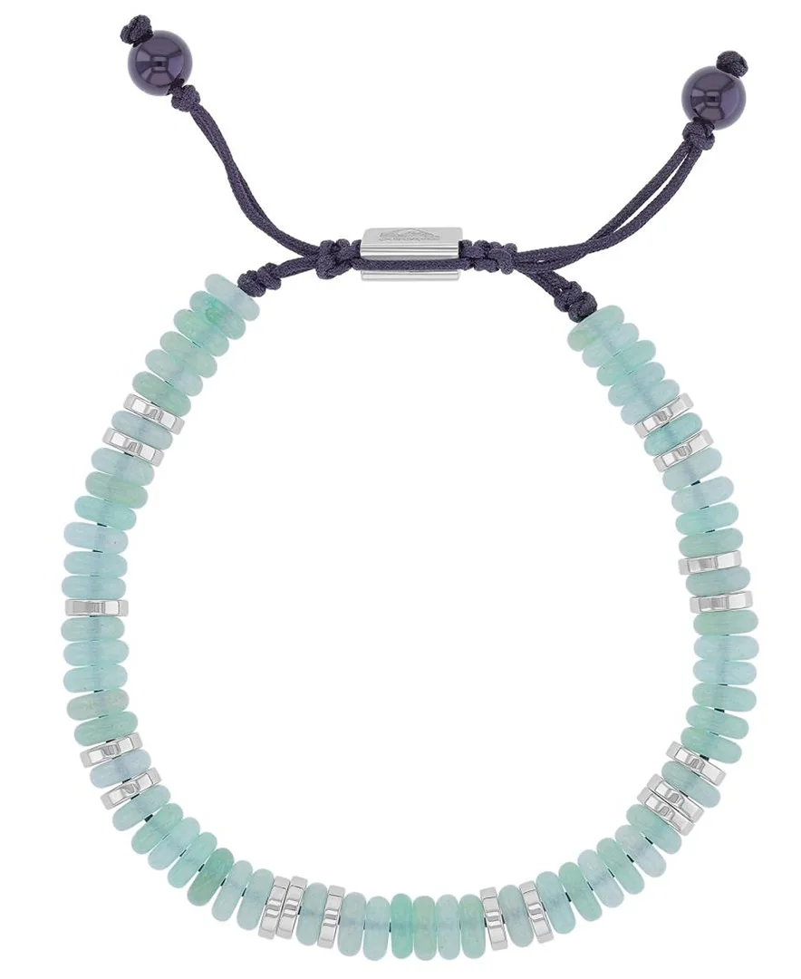 Platinum-Plated Steel Slider Onyx Green Aventurine Adjustable Bracelet by Quiksilver