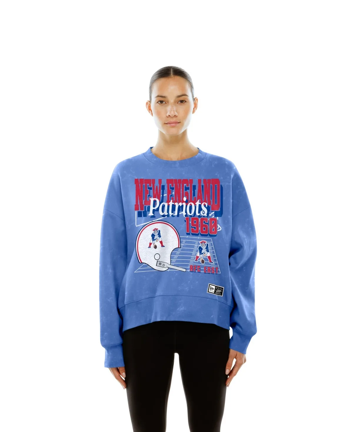 New England Patriots Throwback Mineral Wash Boxy Fleece Crewneck Sweatshirt by New Era