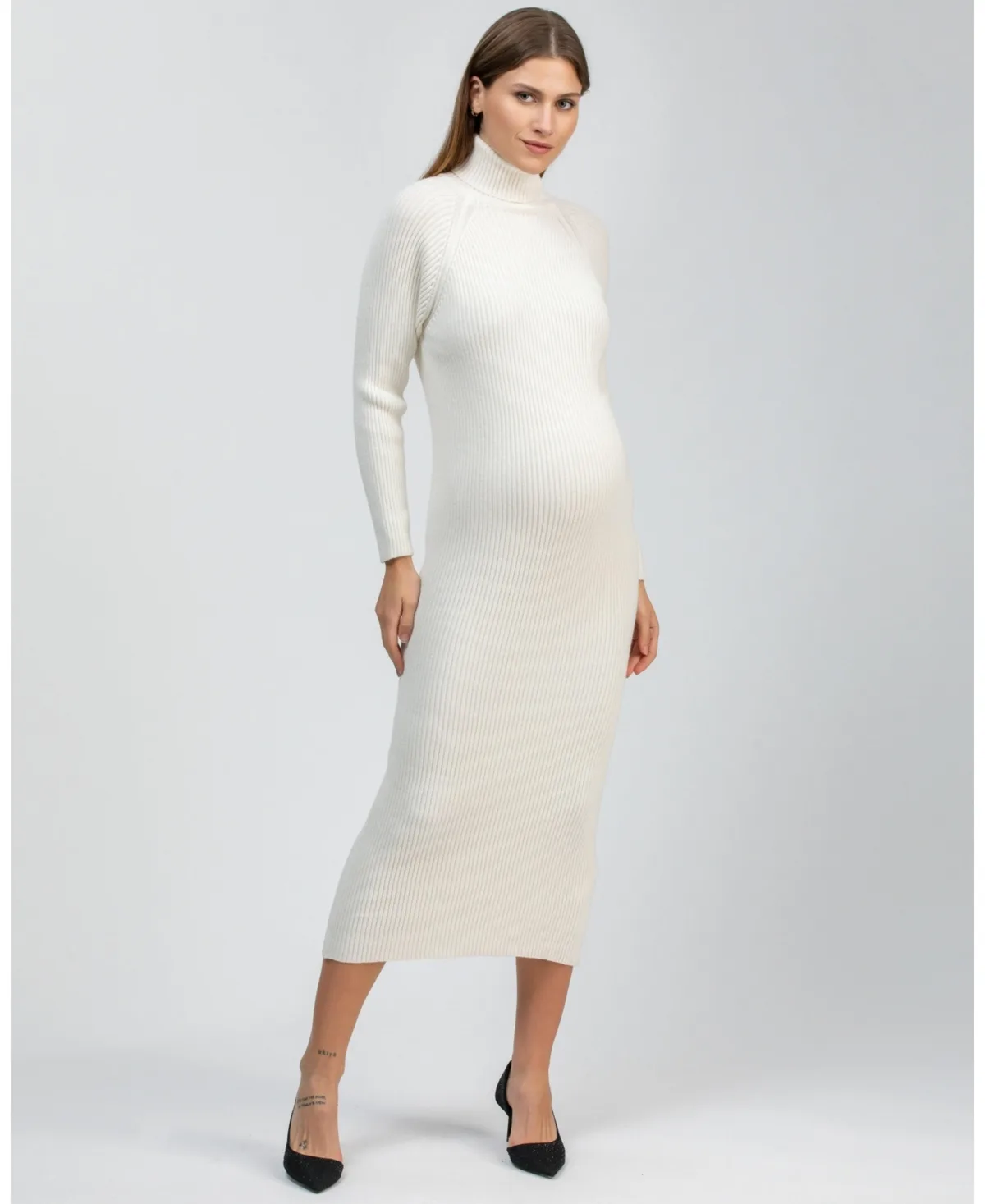 Ribbed Turtleneck Bodycon Maxi Dress Giorgia by Pietro Brunelli Maternity