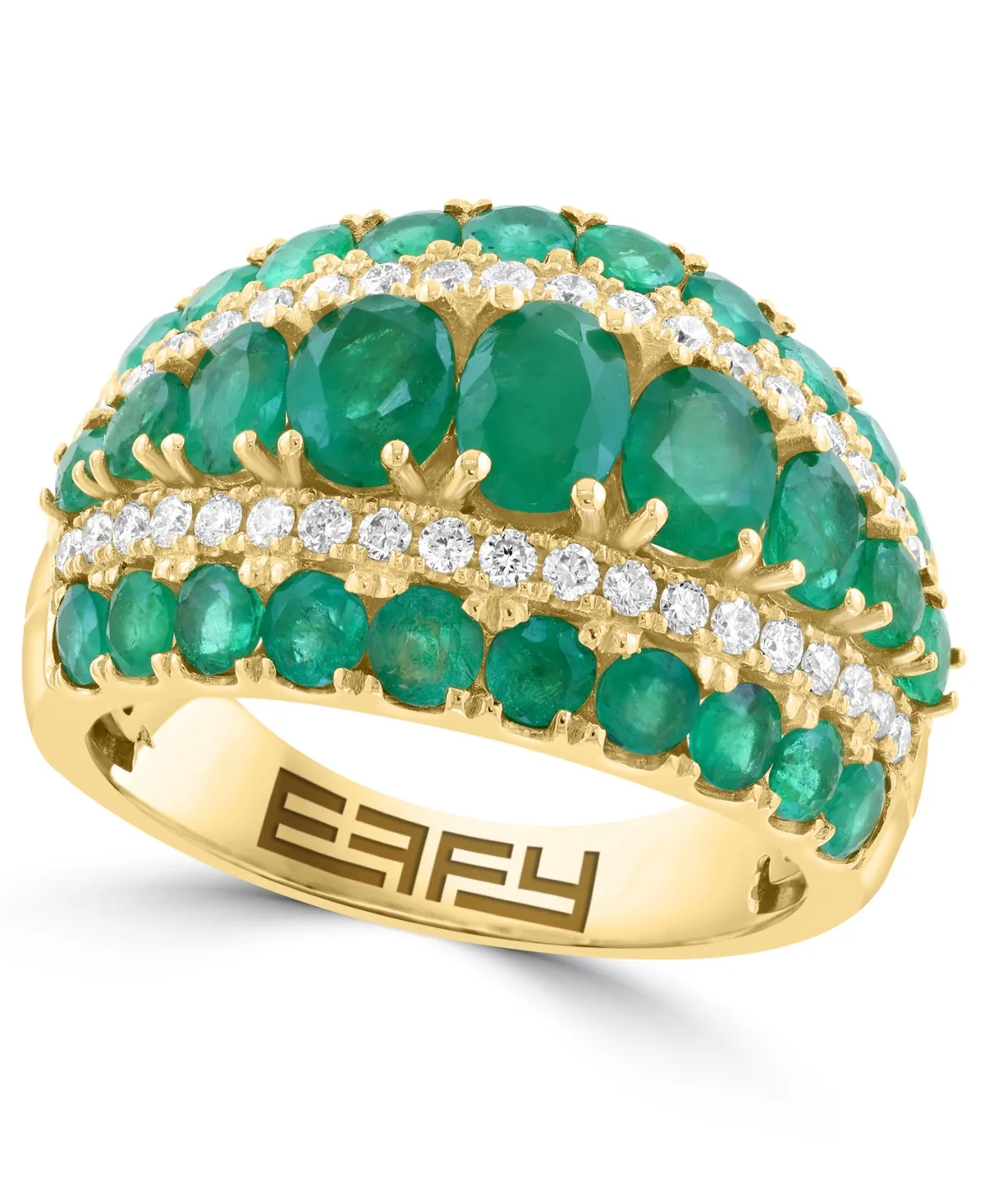 Emerald and Diamond Ring (emerald 2-1/2 ct. t.w., Diamond 1/3 ct. t.w.) in 14k Yellow Gold by Effy Collection