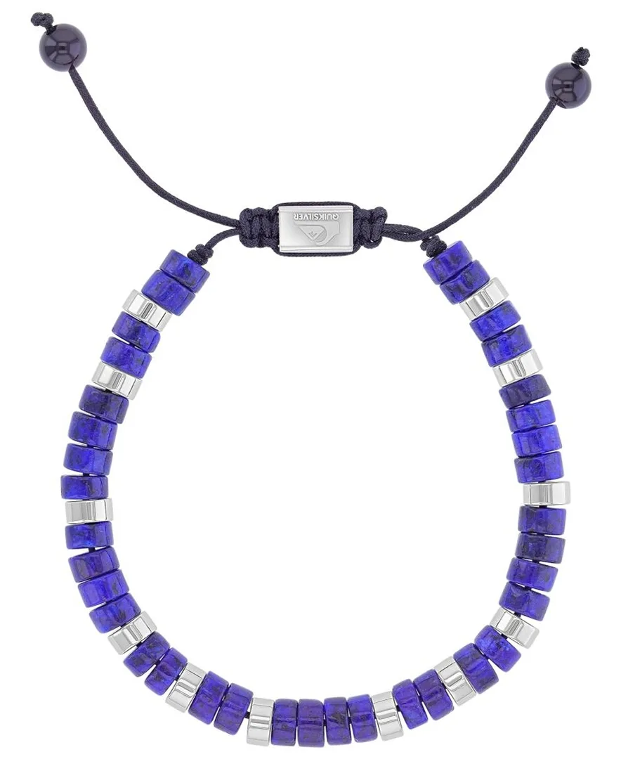 Platinum-Plated Steel Onyx Lapis Adjustable Slider Bracelet by Quiksilver