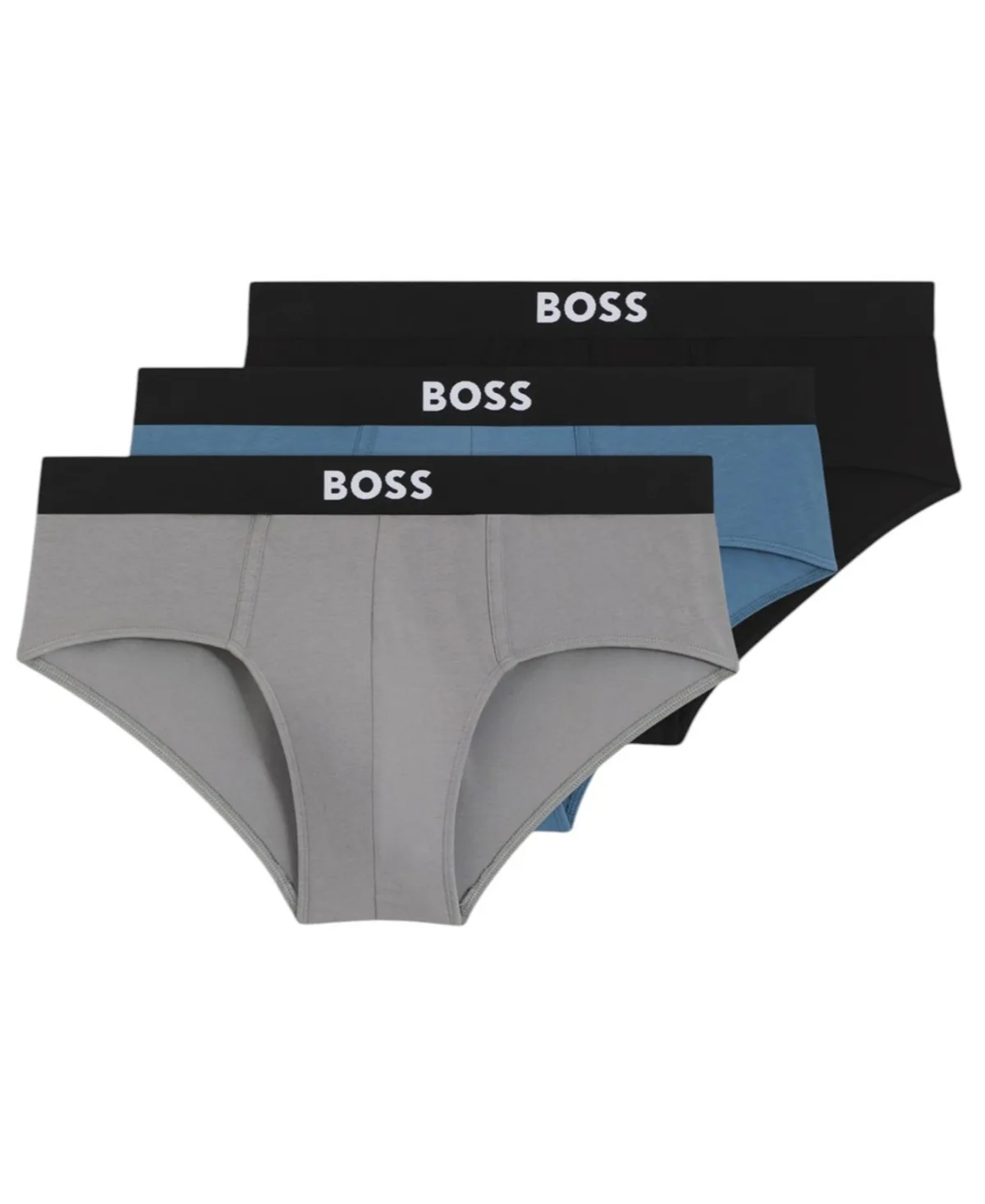 One Cotton-Stretch Exposed-Waistband Briefs, 3-Pack by Hugo Boss