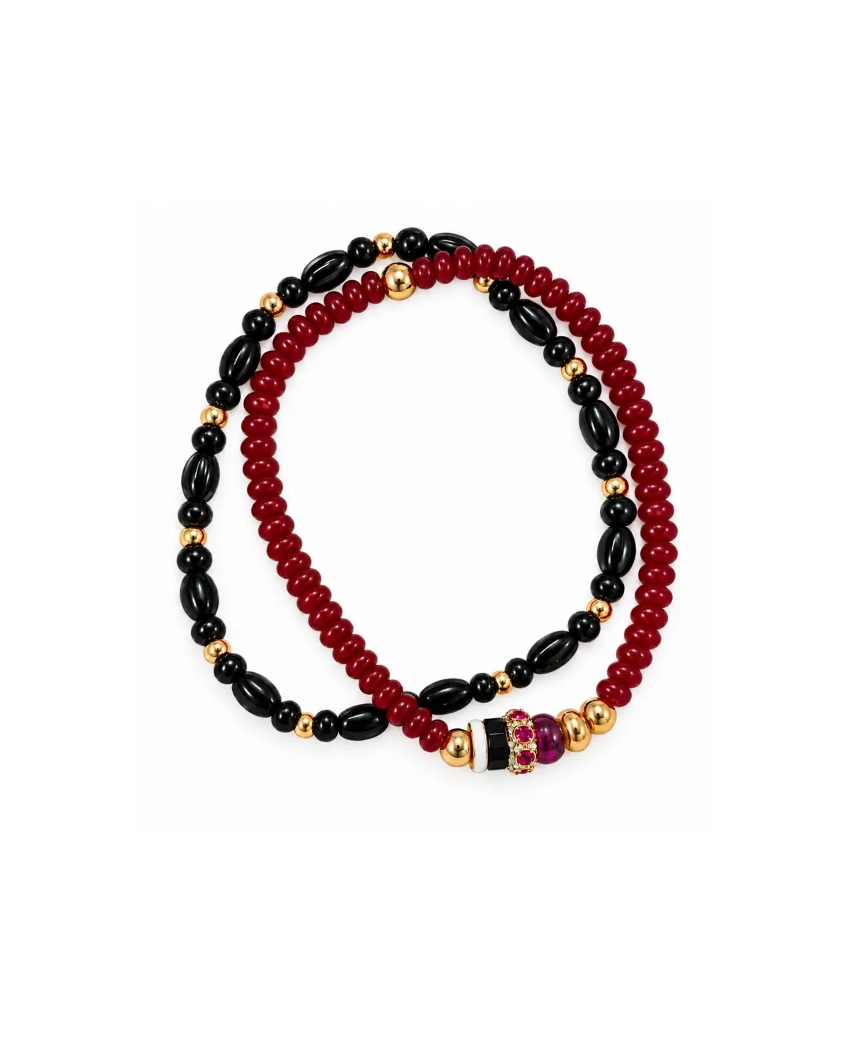 Cubic Zirconia Gold-Tone Beaded Stretch Bracelet, 2-Piece Set by Unwritten