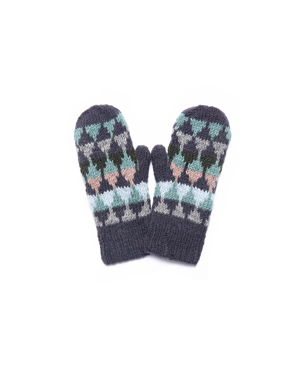 Artisan Hand-Knit Jaya Harlequin Wool Mitten by Feelgoodz