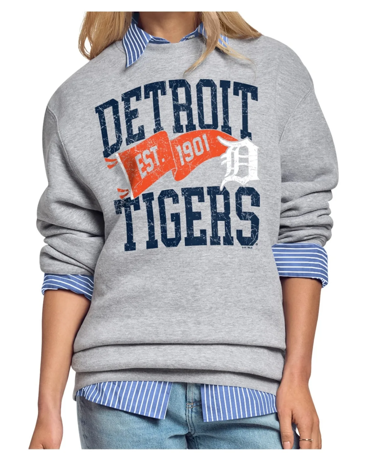 Detroit Tigers Pennant Flag Fleece Sweatshirt by Starter
