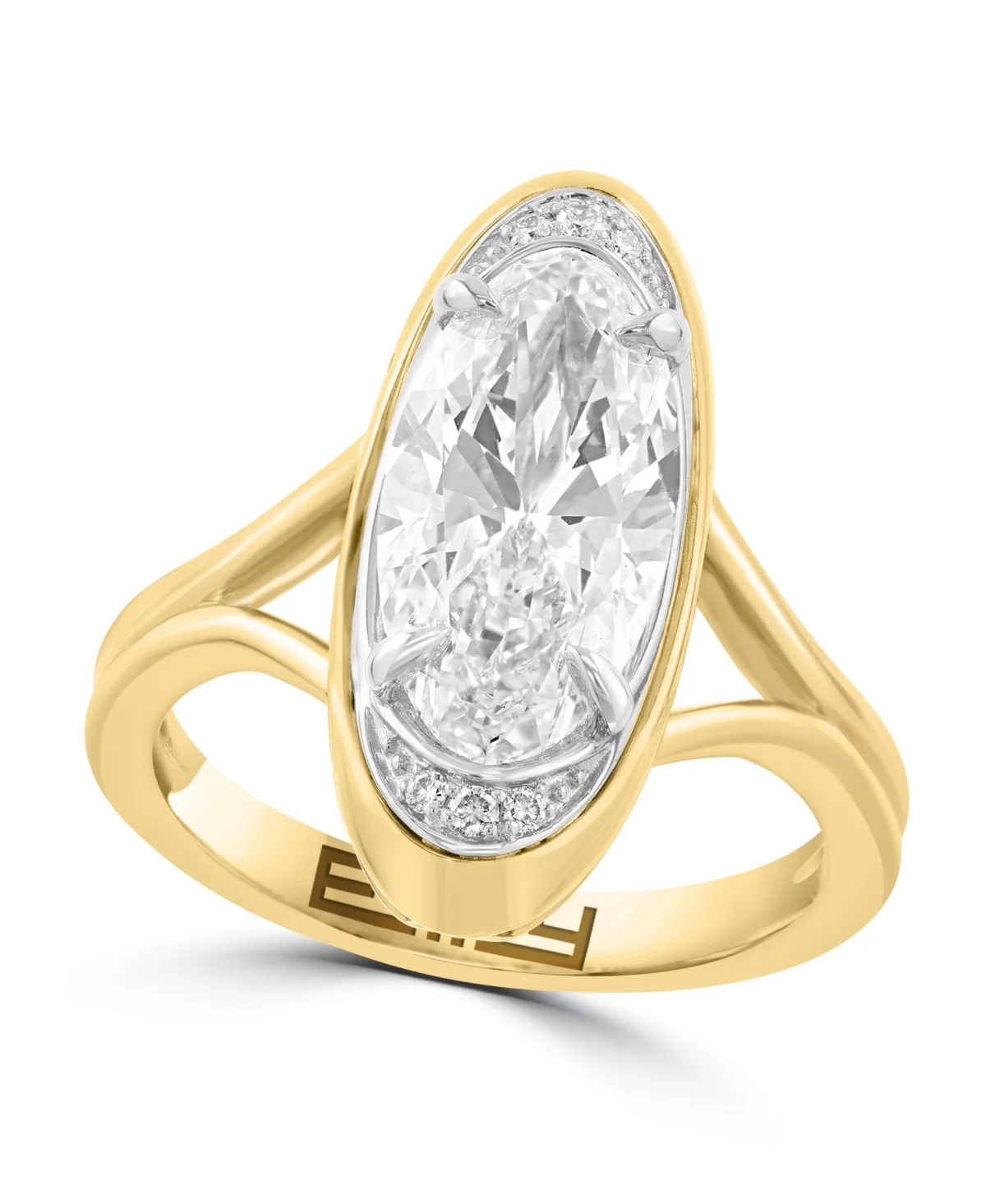 Oval Lab Grown Diamond Ring (3 ct. t.w.) in 14K Yellow Gold