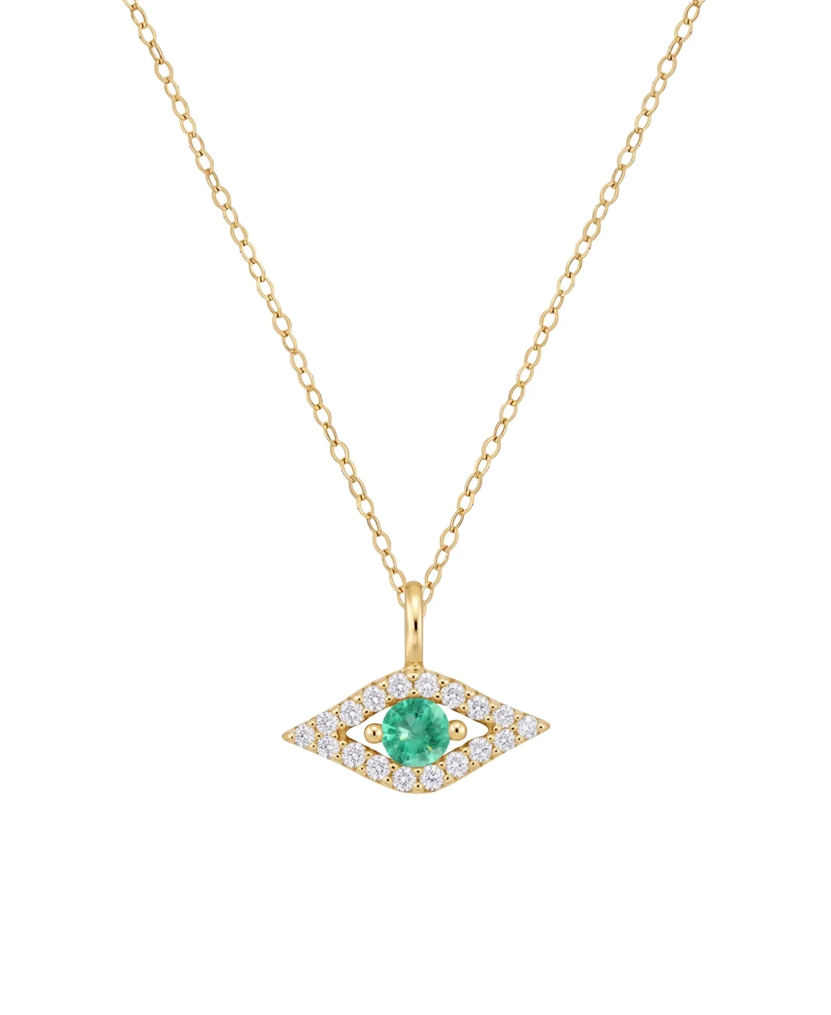 Emerald and Diamond Evil Eye Pendant (1/10 ct. t.w. Each) in 14k Gold by Macy's