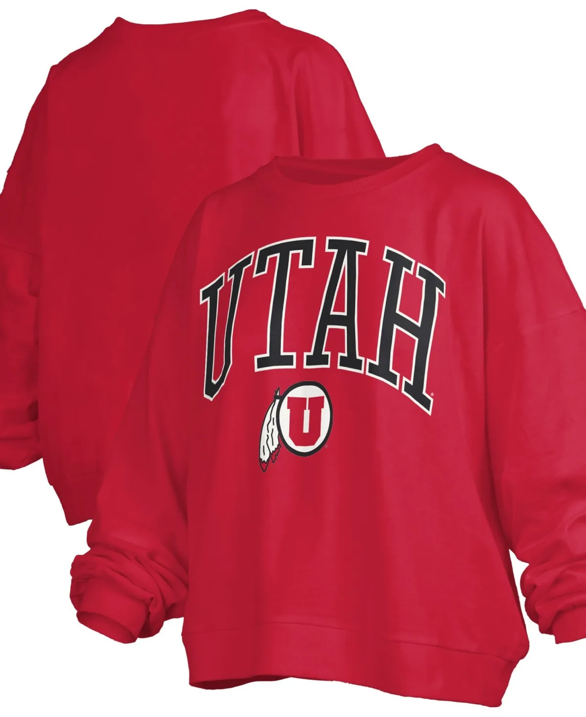 Utah Utes Oversized Janise Arch Over Logo Fleece Sweatshirt by Pressbox