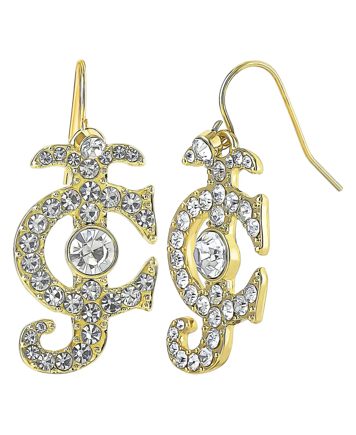 Crystal Gold-Tone Logo Drop Earrings by Juicy Couture
