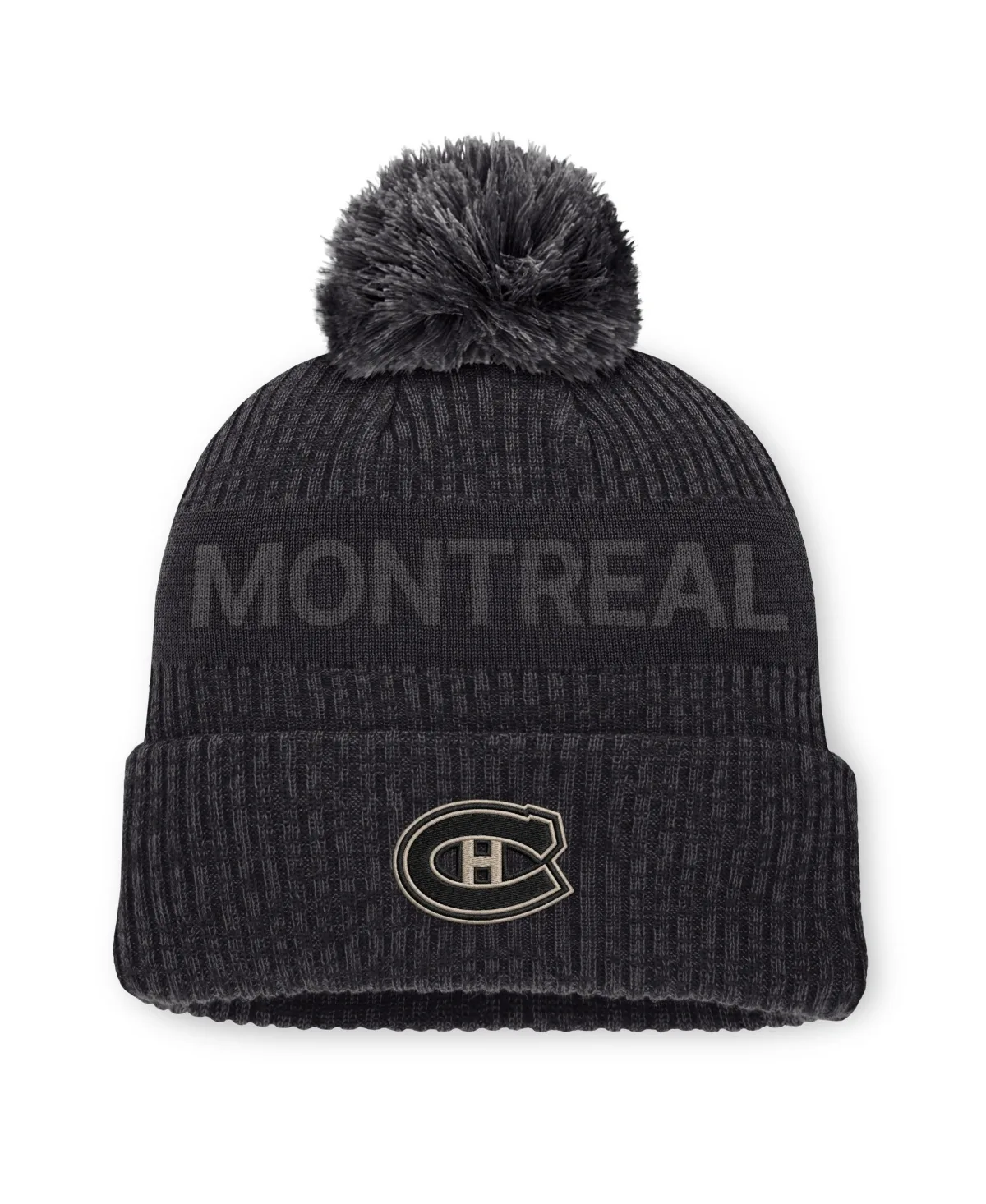 Montreal Canadiens Road Phantom Cuffed Knit with Pom Hat by Fanatics