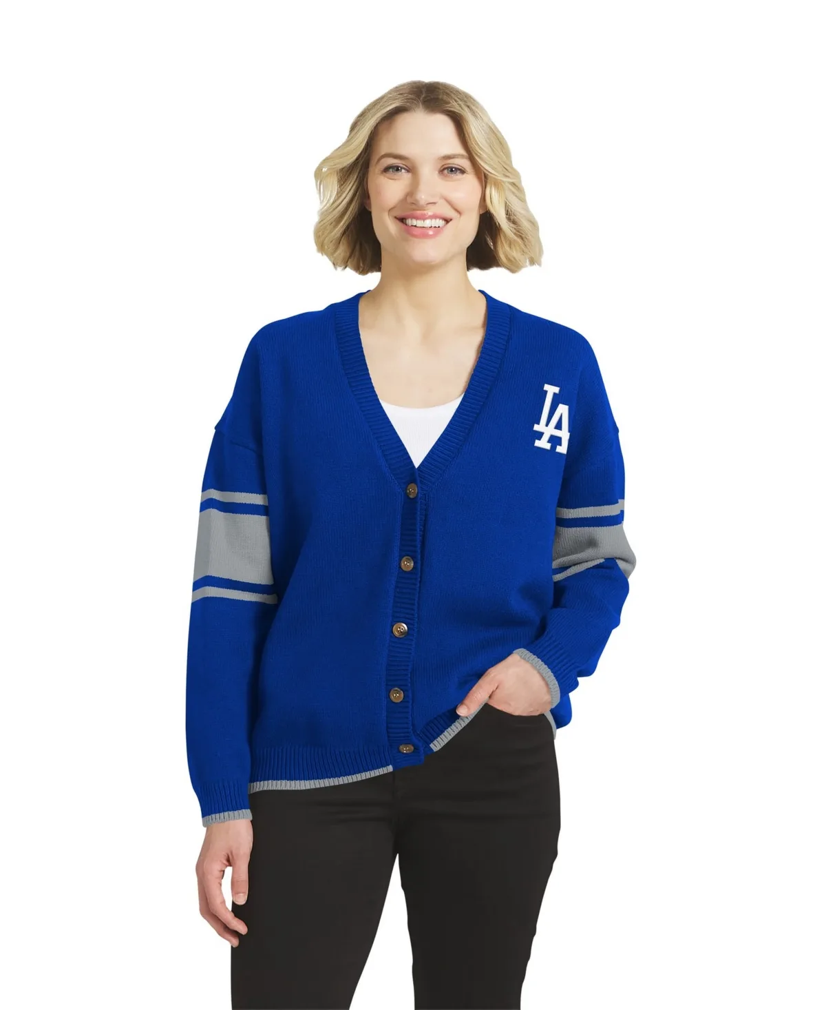 Wear by Erin Andrews Los Angeles Dodgers Button-Up Knit Cardigan