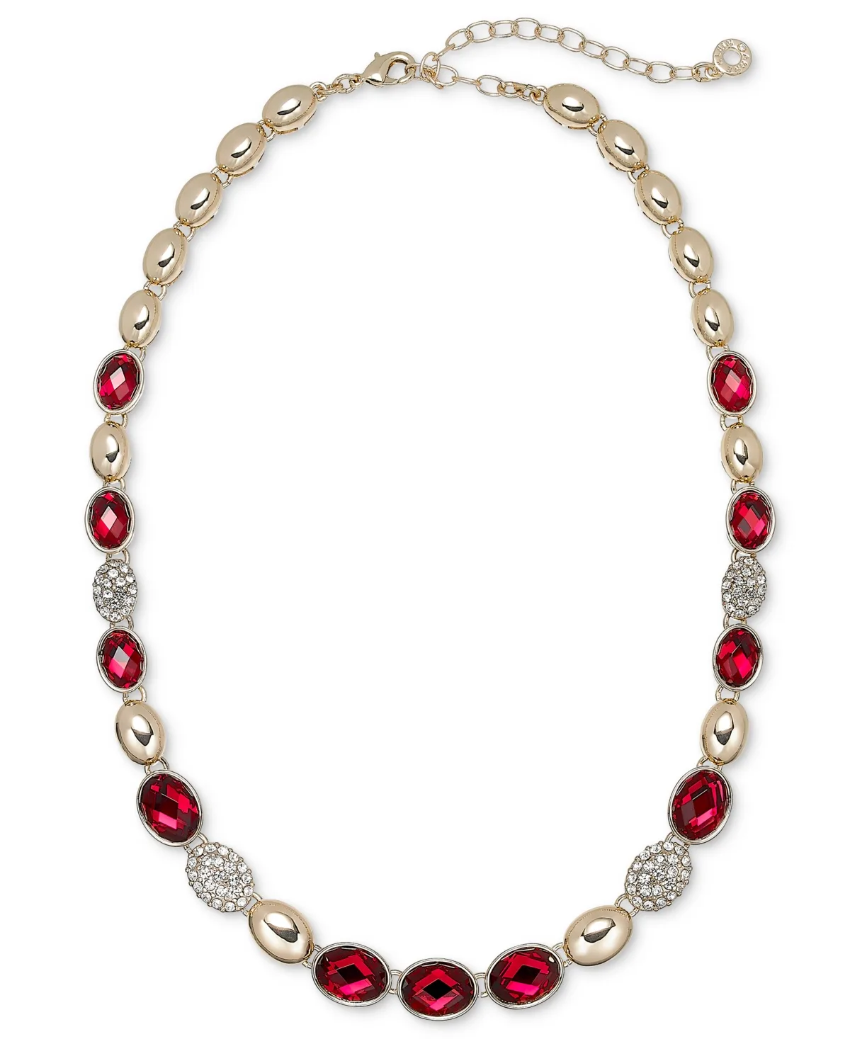 Gold-Tone Crystal Domed Collar Necklace, 16"