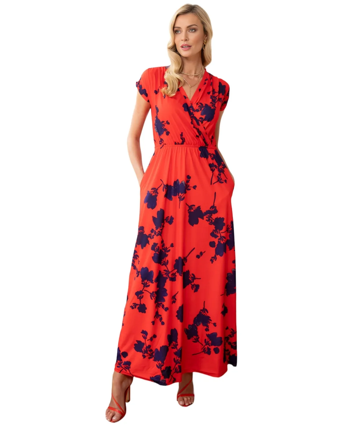 Faux-Wrap Jersey Maxi Dress