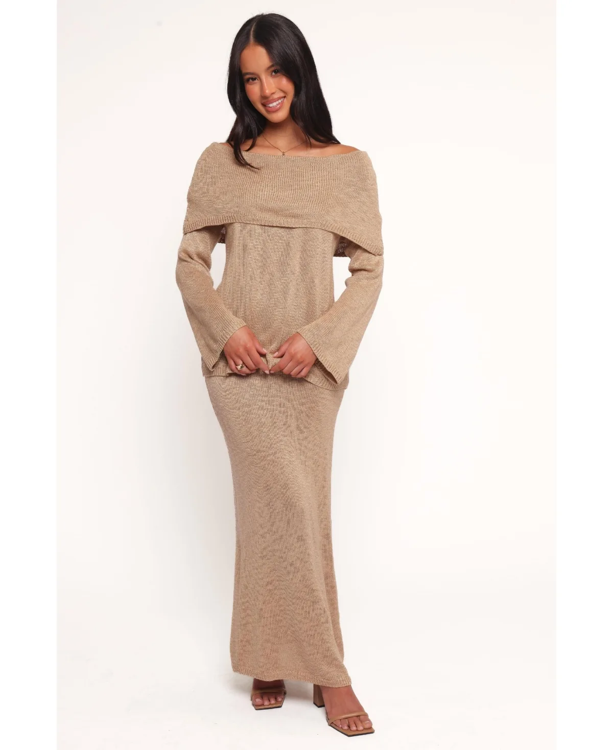 Indya High-Waisted Knit Midi Skirt by Petal and Pup