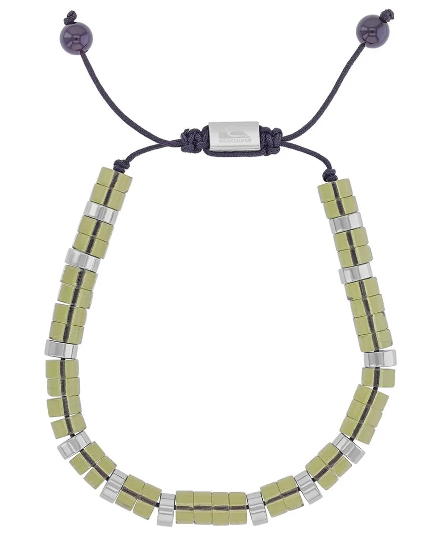 Platinum-Plated Steel Onyx Brown Jade Adjustable Slider Bracelet by Quiksilver