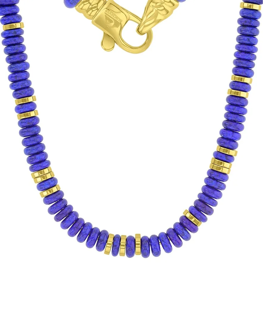 18k Gold-Plated Steel Yellow Lapis Beaded Necklace by Quiksilver