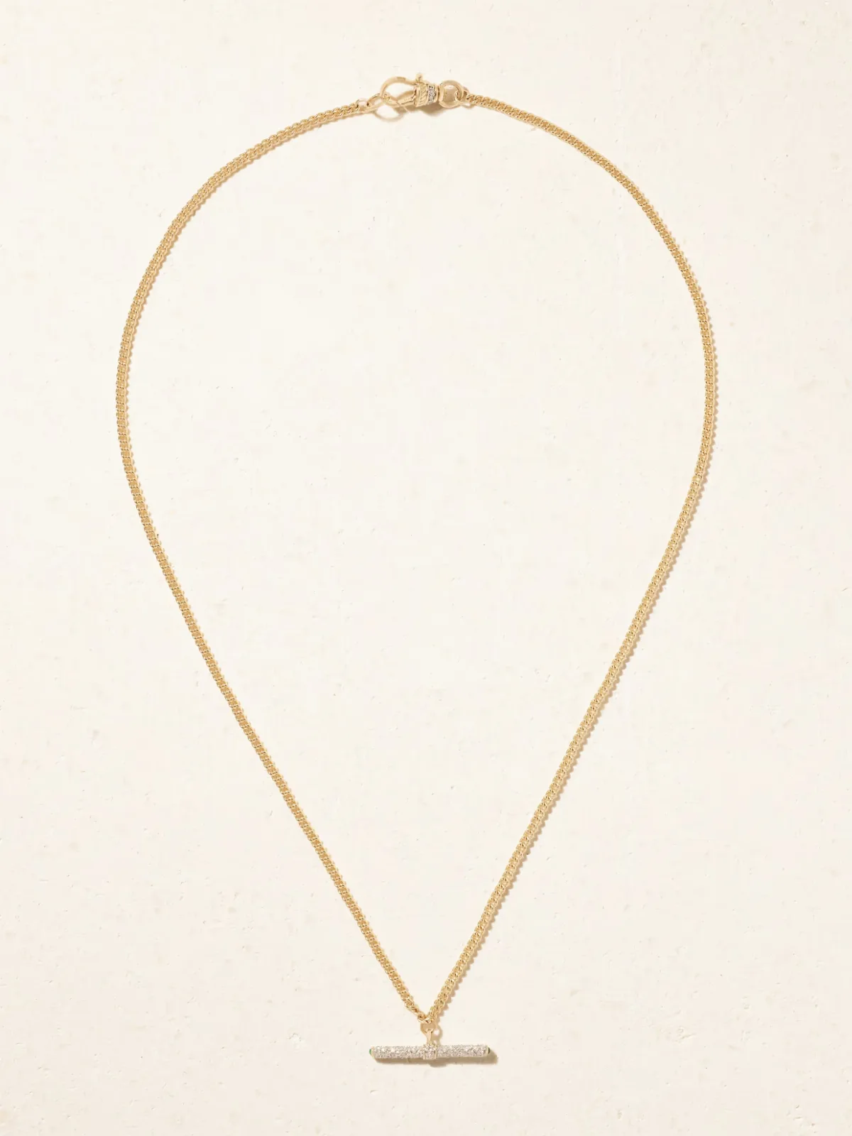 - Baby T-bar 14-karat Gold Diamond Necklace -