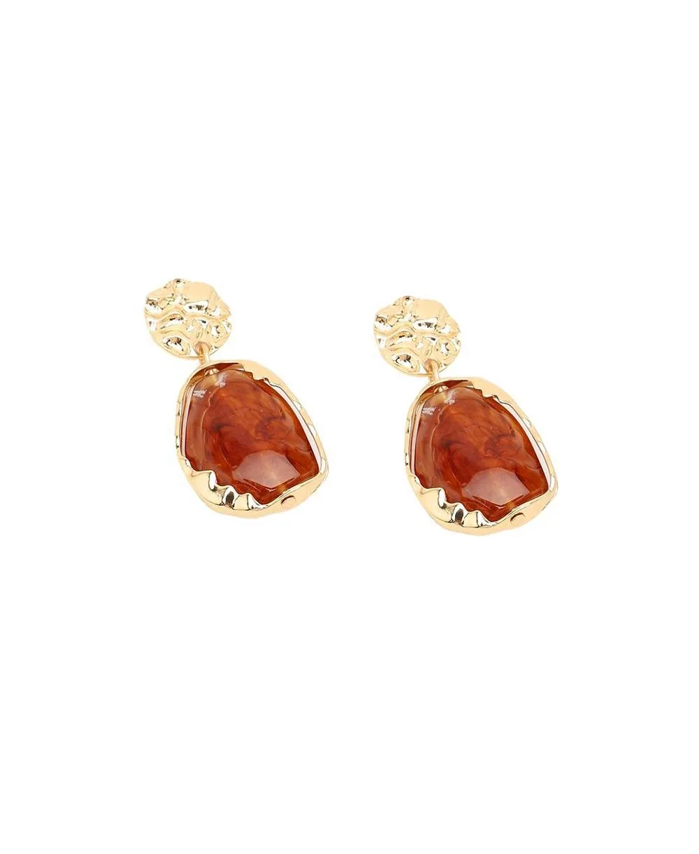 Gold-Tone Dented Drop Earrings by Sohi