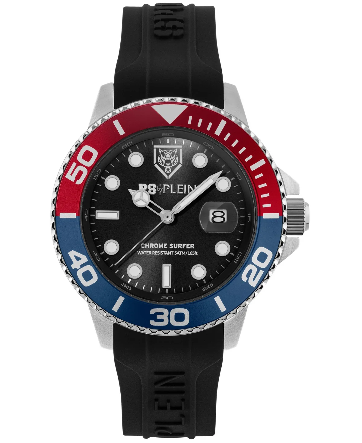 Chrome Surfer Quartz Round Silver Stainless Steel Case Watch 43mm by Plein Sport