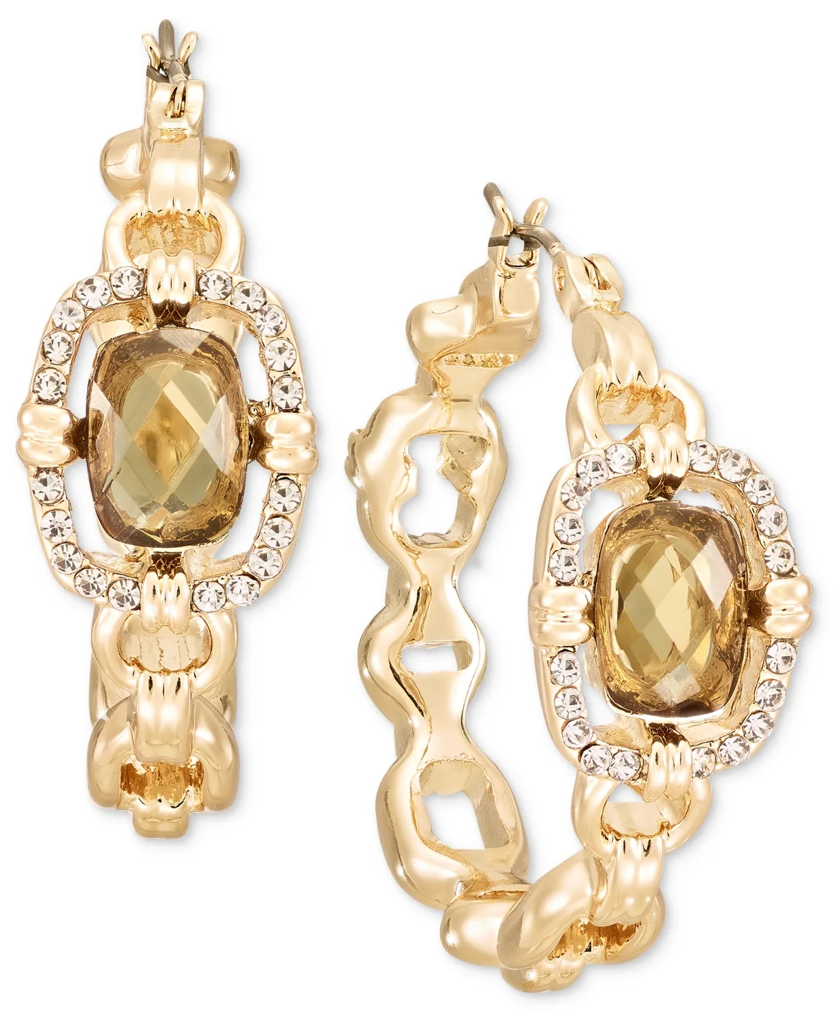 Crystal Gold Twisted & Interlinking Hoop Earrings by Anne Klein
