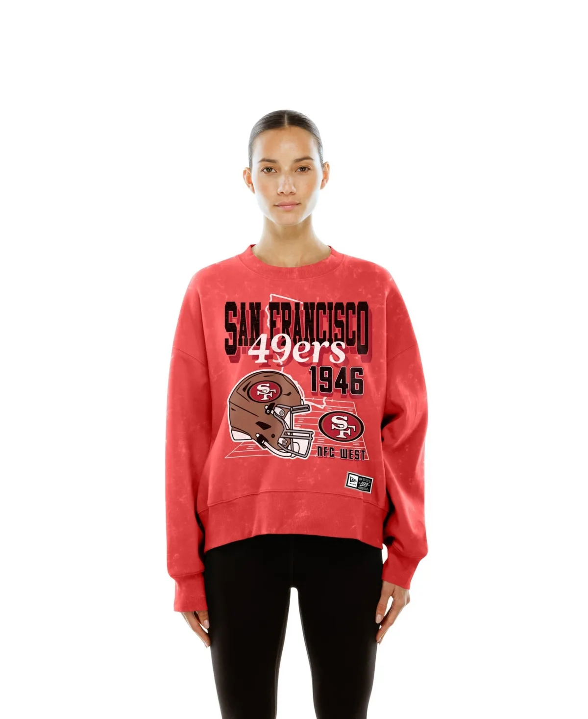 San Francisco 49ers Throwback Mineral Wash Boxy Fleece Crewneck Sweatshirt by New Era