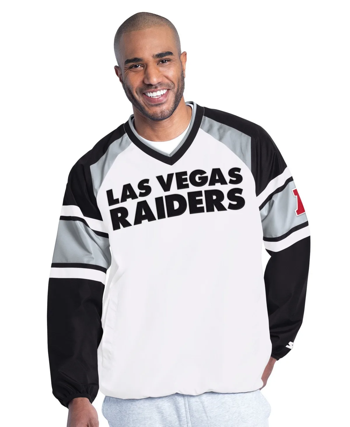 Las Vegas Raiders Infield Play Raglan Pullover Sweatshirt by Starter