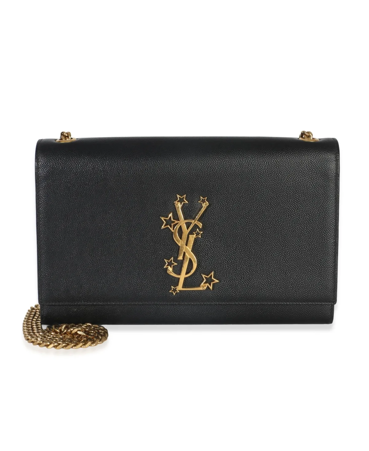 Pre-Owned Saint Laurent Black Grain De Poudre Star Studded Monogram Medium Kate Chain Bag by Saint Laurent