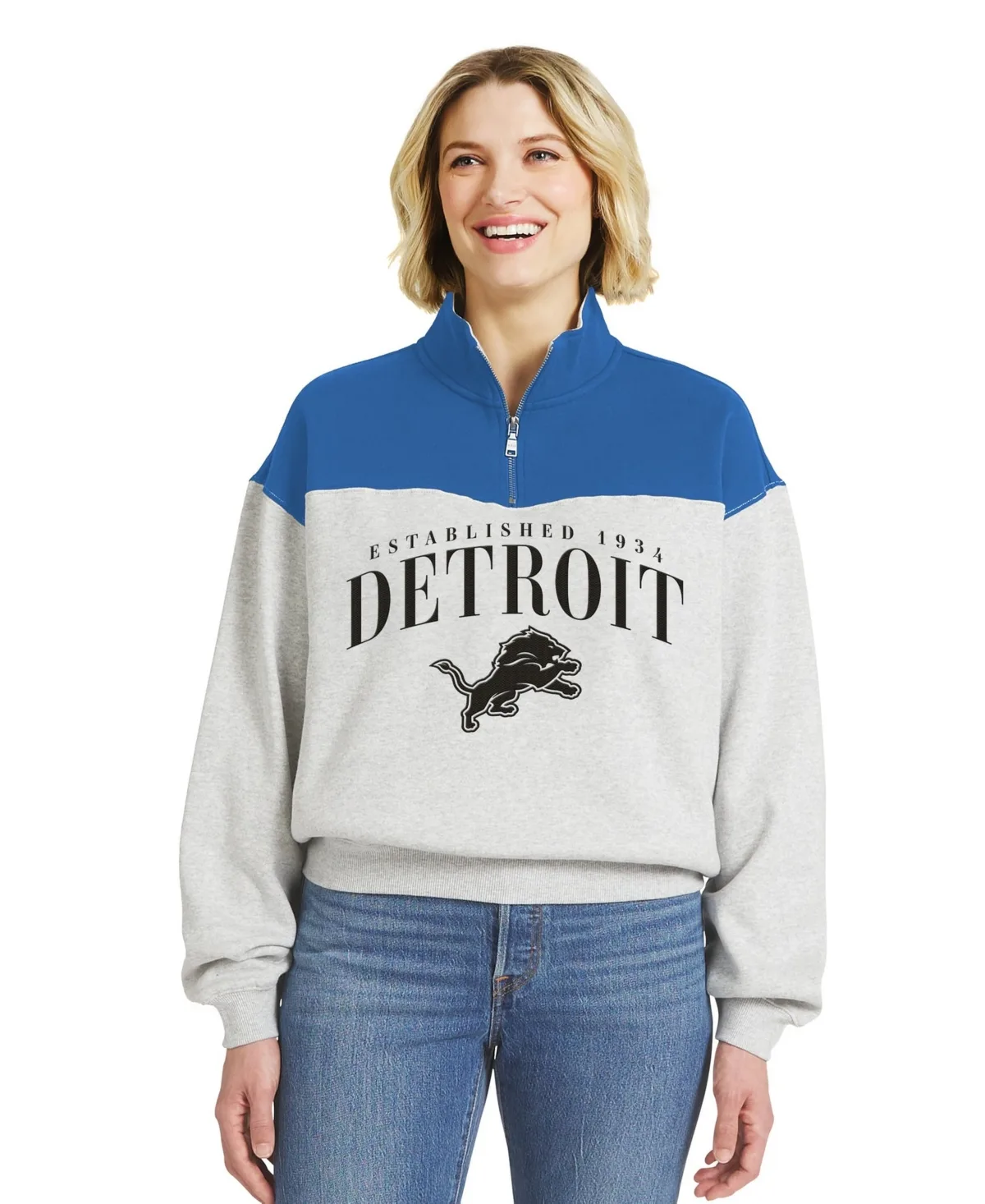 Detroit Lions Color Block Half-Zip Pullover by Wear by Erin Andrews